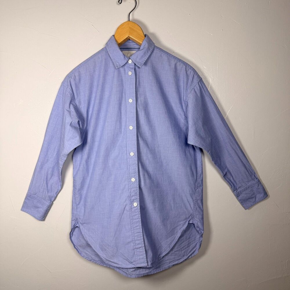 J. Crew Relaxed Fit Blue Long Sleeve Cotton Shirt Size 0P Classic Preppy AY968